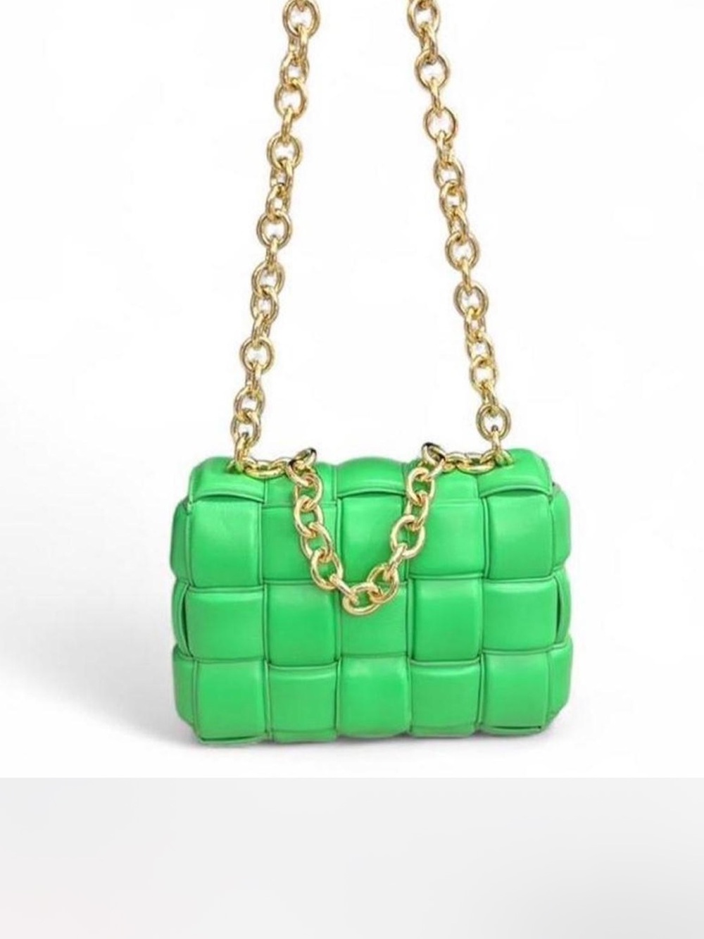 Green Woven-Style Chain Shoulder Bag